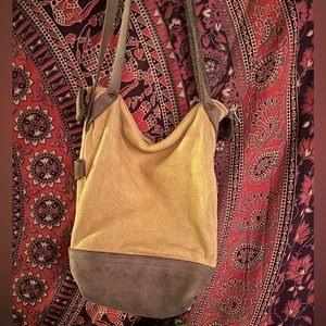 Vintage suede/leather purse - styled like a western feed bag